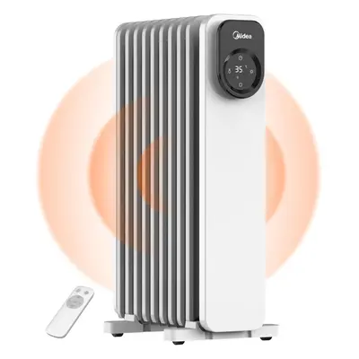 Midea 9-Fin Electric Heater Oil-Filled Radiator with Remote Control & LED Touch Screen