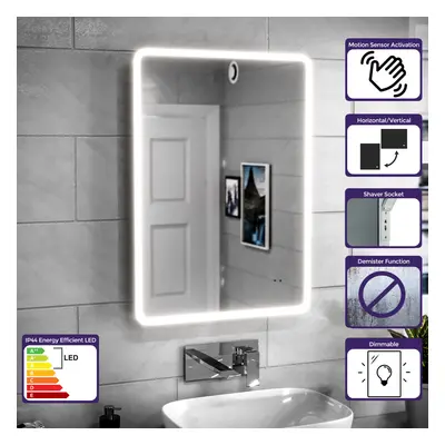 Motion Sensor Bathroom LED Mirror Shaver Socket Demister x 700mm