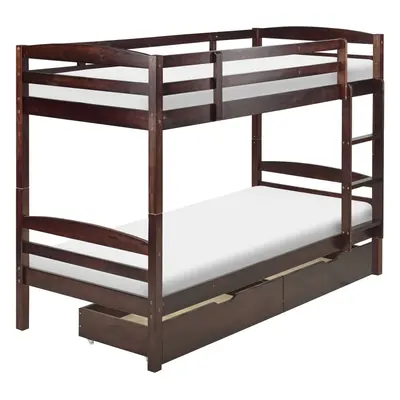 Bunk Bed with Drawers REGAT x cm (EU Single) Wood Dark Wood