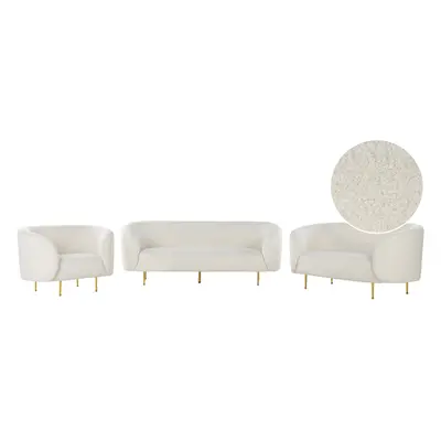 Boucle Living Room Set White LOEN