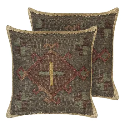 Set of Jute Cushions x cm Multicolour KATORA