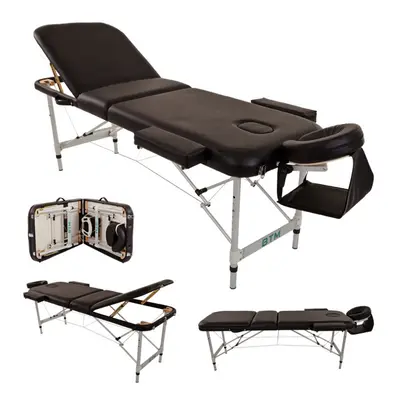 (Black) Portable Folded Massage Table Aluminium Couch Bed