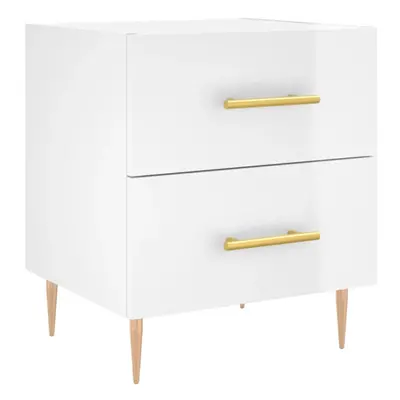 (high gloss white, pcs) vidaXL Bedside Cabinets Bedside Table Nightstand pcs White Engineered Wo