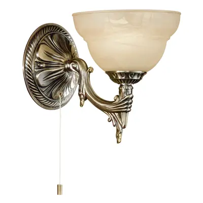 Wall Light Colour Bronzed Shade Champagne Glass Alabaster Bulb E14 1x40W