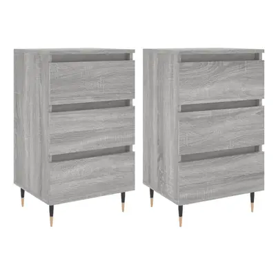 (grey sonoma, pcs) vidaXL Bedside Cabinets Bedside Table pcs High Gloss White Engineered Wood