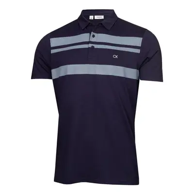 (M, Evening Blue) Calvin Klein Mens Fort Jackson Lightweight Quick Drying Golf Polo Shirt