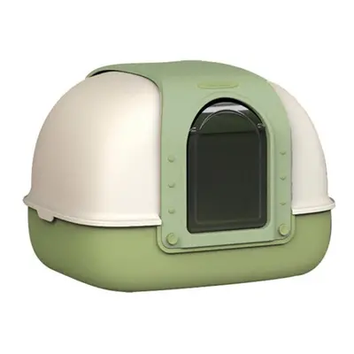 (Green) Cat Litter Box Double-Sided Flap Fully Enclosed Cat Bedpans