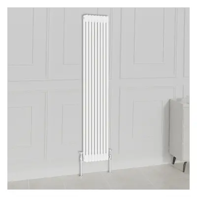 (1800x380mm-2 Column, White) NRG Traditional Radiator Horizontal Vertical Cast Iron Style Double