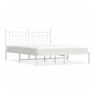 (white, x cm/with headboard) vidaXL Metal Bed Frame Bedroom Bed Base Bedstead Metal Matress Foun