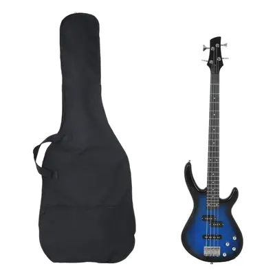 (blue and black) vidaXL Electric Bass Guitar for Beginner with Bag Precision Bass Jazz Bass