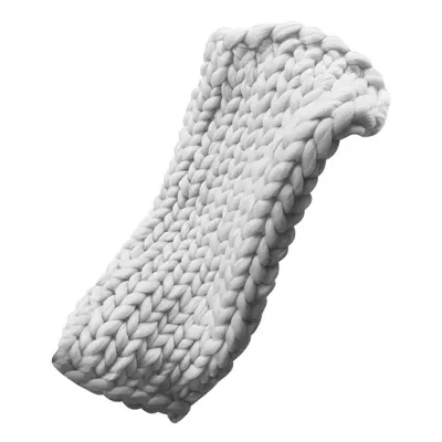 (Light Grey, S) Chunky Knitted Handmade Thick Blanket