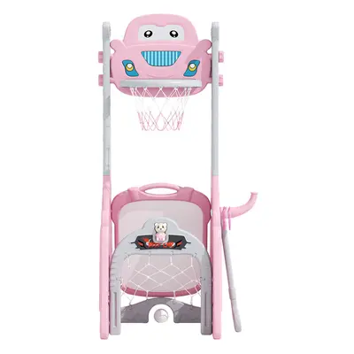 (Pink) Toddler Basketball Stand Set with Drawing Board