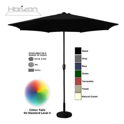 (3m, Black) Parasol Aluminium Crank Full & Half Shade Umbrella