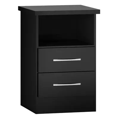 Nevada Drawer Bedside in Black Gloss Finish Storage Metal Runners