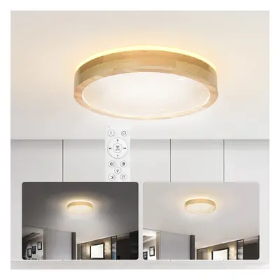 45W 40CM Wooden Ceiling Lamp Double Light Color Stepless Dimming Starry Ceiling Light With Remot