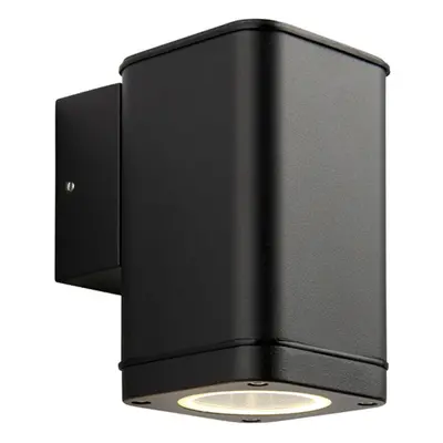 Non Automatic Outdoor Wall Light - Textured Black & Glass - Exterior Downlight