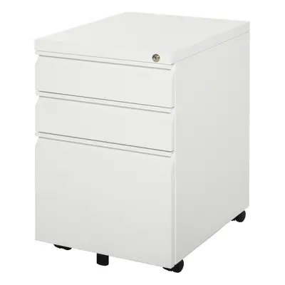 Vinsetto Drawer File Cabinet, Lockable Metal Filling Cabinet, White