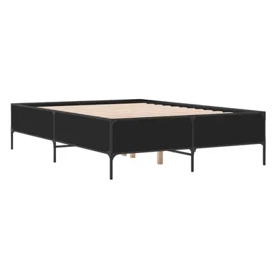 (black, x cm) vidaXL Bed Frame Home Bed Base Mattress Foundation Engineered Wood and Metal