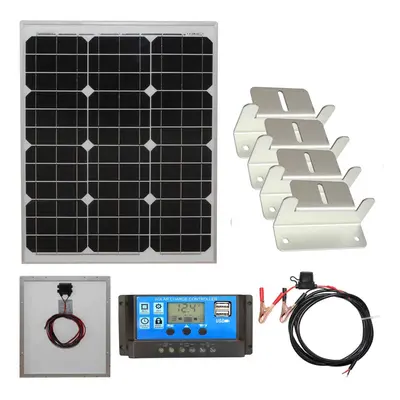 (40w Mono PWM Kit 12v) Lowenergie Mono Solar Panel Battery Charging Kit with Charger Controller 