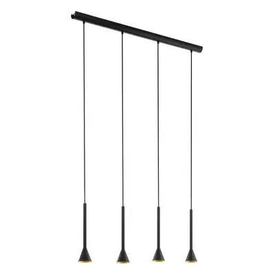 Pendant Ceiling Light Colour Black Outer & Gold Inner Shade Bulb GU10 4x5W