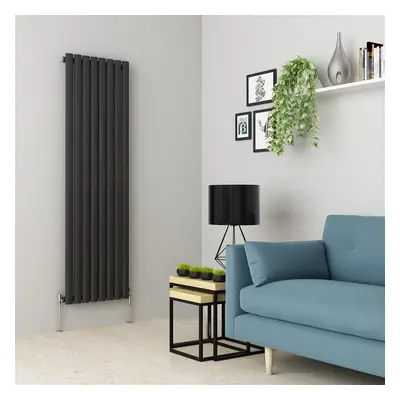 (1600 x 473mm Single, Anthracite) Oval Tube Designer Radiator