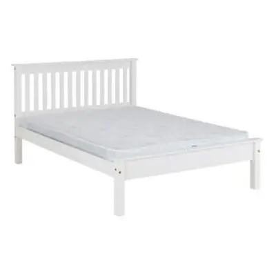 Monaco King 5ft-150cm MDF Bed Frame Low Foot End White With Pine Slats