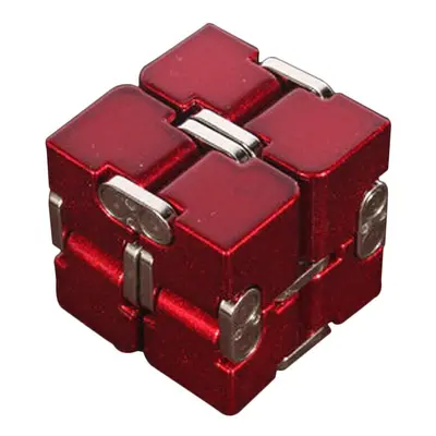 (Red) Premium Aluminium Alloy Infinity Cube Deformation Magical Cube Fidget Toys EDC Stress Reli