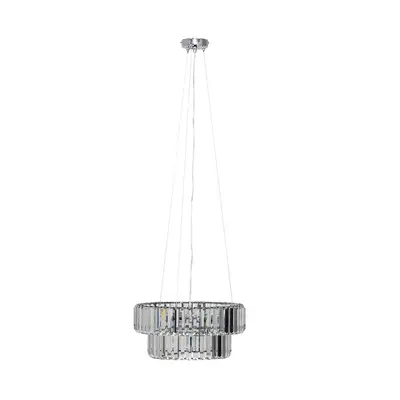 Elegant Way Tiered Chrome and Clear Crystal Ceiling Light Pendant Fitting - Complete with 3w LED