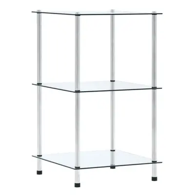 vidaXL 3-Tier Shelf Transparent Tempered Glass Kitchen Showcase Organiser Rack