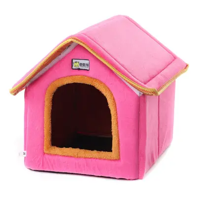 (Pink) Pet Dog Cat Bed Puppy Cushion Igloo House Soft Warm Kenne Mat Blanket