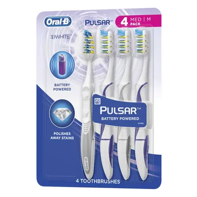 Oral-B 3D White Pulsar Battery Powered Toothbrush, Medium, Pack