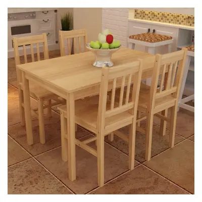 vidaXL Dining Set Piece Pine Wood Natural Kitchen Furniture Table Chair