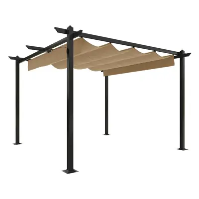 (taupe) vidaXL Garden Gazebo with Retractable Roof Tent Multi Colours 3x3 m/4x3 m