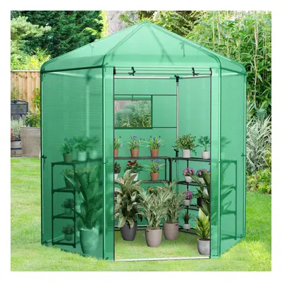 Walk-in Greenhouse Planter Grow Tent Grow House W/ Roll-up Zippered Door