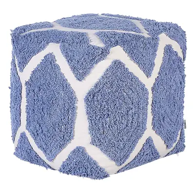 Cotton Pouffe x cm Beige and Blue ROJHAN