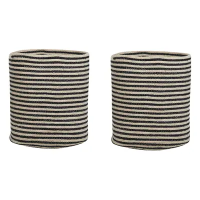 Set of Cotton Baskets Beige and Black YERKOY