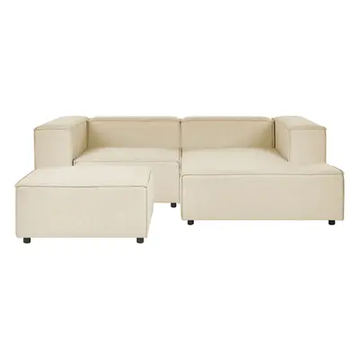 Corner Sofa with Ottoman APRICA Beige Seater Left Hand