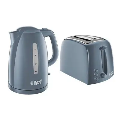 21274 Textures Kettle, Plastic, W, 1.7 Litres, Grey with Hobbs Textures Toaster, Plastic, W, Gre