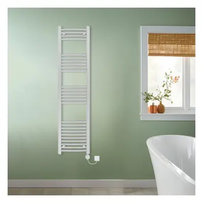 (Chrome, 1600x400mm) NRG Prefilled Thermostatic Electric Curved Heated Towel Rail Radiator