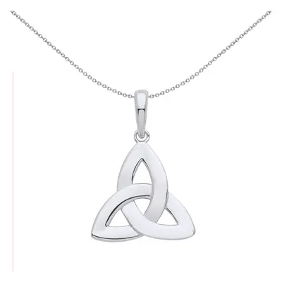 Jewelco London Ladies Rhodium Plated Sterling Silver Celtic Trinity Trefoil Triquetra Knot Penda