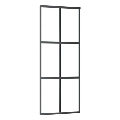 vidaXL Sliding Door Barn Door Sliding Door Panel ESG Glass and Aluminium Black