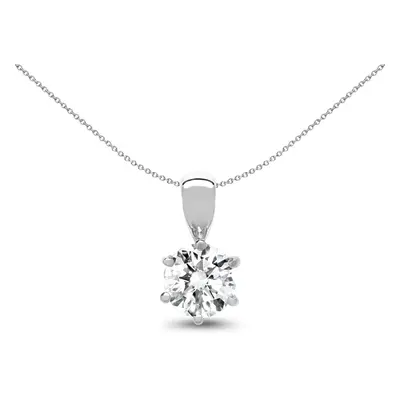 Jewelco London Ladies Solid 18ct White Gold Claw Set Round G SI1 0.5ct Diamond Solitaire Charm P