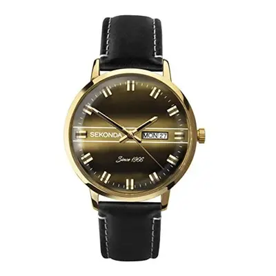 Sekonda Men's Watch, Tiger Eye dial with Black Leather Strap