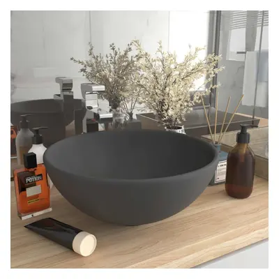 vidaXL Luxury Bathroom Basin Round Matt Dark Grey Ceramic Vanity Wash Sink