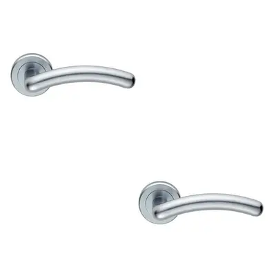 2x PAIR Arched Round Bar Handle on Concealed Fix Round Rose Satin Chrome