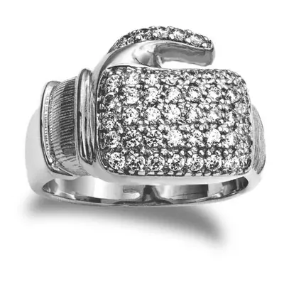 (Z) Jewelco London Silver CZ Set Boxing Glove Ring - ARN165