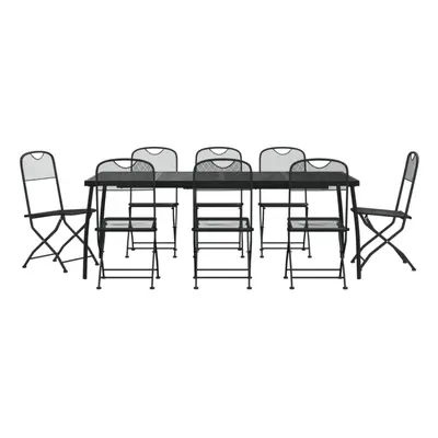 (200 cm table length/ piece) vidaXL Garden Dining Set Outdoor Table and Chair Set Anthracite Met