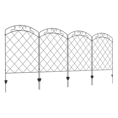 Outsunny 4PCs Decorative Garden Fencing 43in x 11.4ft Steel Border Edging Swirls