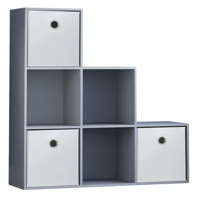 (Grey, White) Durham Cube Staircase Shelf Basket Drawers