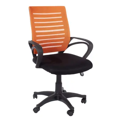 (Orange) Home Office Desk Study Chair With Mesh Back Fabric Seat and Chrome Base